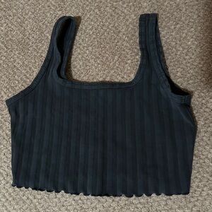 Black Ribbed Women's Top